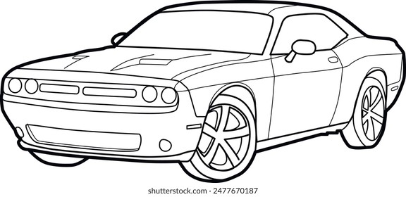 Line art, vector image of a sports car. Car coloring