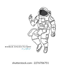 Line art vector of International day of Human space flight. 