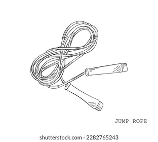 LINE ART VECTOR OF JUMP ROPW. GYM equipment for physical exertion.