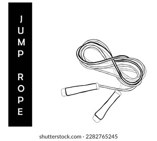 LINE ART VECTOR OF JUMP ROPW. GYM equipment for physical exertion.