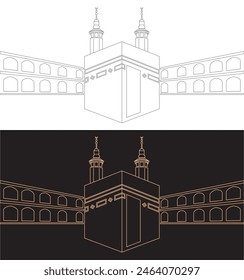 Line Art Vektorgrafik Kaaba in Mekka Saudi Arabien