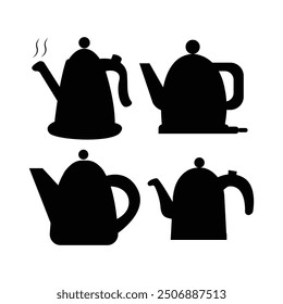 Diseño de ilustración de caldera de Vector de arte de línea con fondo blanco.