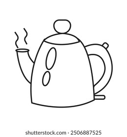 Diseño de ilustración de caldera de Vector de arte de línea con fondo blanco.