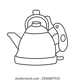 Diseño de ilustración de caldera de Vector de arte de línea con fondo blanco.