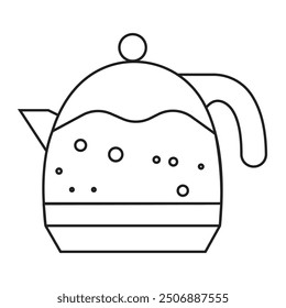 Line art vector kettle illustration design with white background.