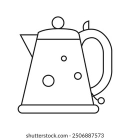 Line art vector kettle illustration design with white background.