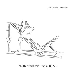 Line art vector of Leg Press Machine. Gym Icons Sketch.