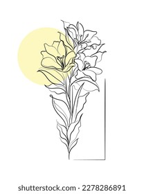 Line art vector of Lily. Lily flower abstract art.