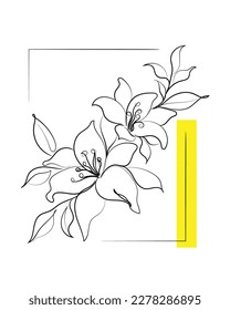 Line art vector of Lily. Lily flower abstract art.