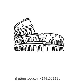 Line art Vector logo of the city of Rome, Italy. Colosseum vector illustration