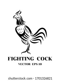 Logo del vector de arte de línea de la polla de combate que está de pie.