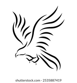 Logotipo del Vector del arte de la línea del águila voladora