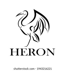 Line Art Vektorlogo von Heron, der steht.	