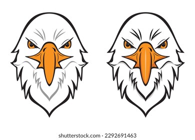 Line art vector logo icon symbol of bald eagle head