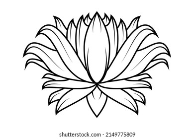 Vector de arte de línea de la flor del loto