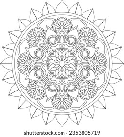Line art vector mandala pattern. Design for a book, wallpaper paint shirt and tile Sticker design for kids and adults. Coloring Page