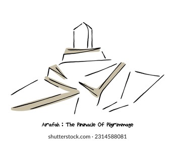 line art vector of medan e arafah that is a pinnacle of hajj. 