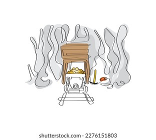 Line art vector of mines. Mine work art.