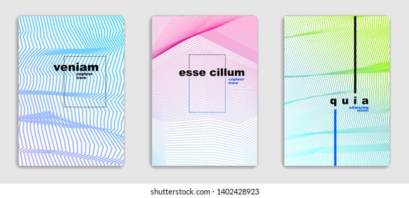 Line art vector minimalistic modern brochures set design, cover templates, geometric halftone gradient. For Banners, Placards, Posters, Flyers. Perfect and unlike, pattern texture.