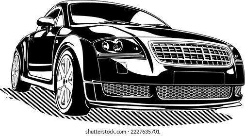 vector de arte de línea vehículo moderno blanco negro