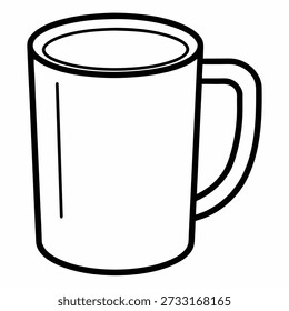 Line art vector of mug on white background.