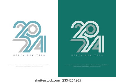 Line art vector number 2024 design. Design to celebrate happy new year 2024. With unique numbers on bright background.