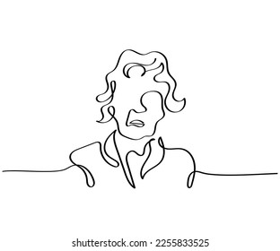 Line art vector of old woman. Elderly mental health art. Mental health awareness concept.