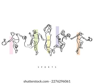 Line art vector on international day of sport for development and peace. Sports has potential to align energies and enthusiasm for a collective cause of harmony.