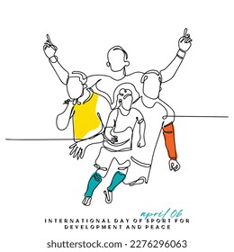 Line art vector on international day of sport for development and peace. Sports has potential to align energies and enthusiasm for a collective cause of harmony.