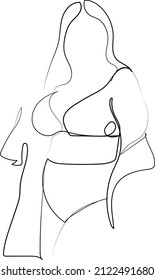 line art vector outline minimalism hand draw doodle woman lady fat woman body positive icon doodle abstract minimal sketch 