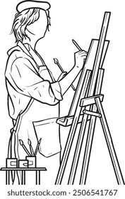 line art vector of a painter