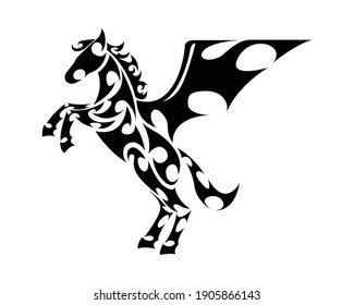 Line art vector of pegasus with front legs raised. Suitable for use as decoration or logo.