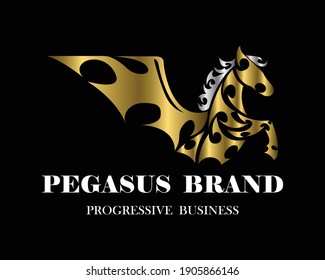 Line art vector of pegasus with front legs raised. Suitable for use as decoration or logo.
