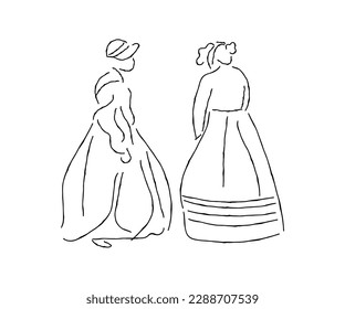 line art vector of people from middle ages.