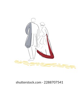 vector de arte de línea de personas de la Edad Media.