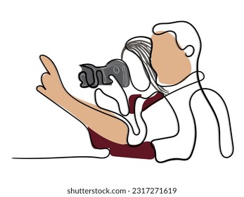 Line art vector of a photographer. Nature photographer isolated print.