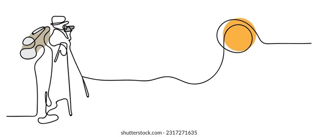 Line art vector of a photographer. Nature photographer isolated print.
