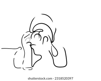 line art vector of a photographer. Nature photography.
