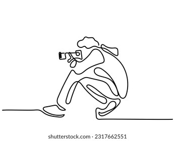 Line art vector of a photographer. Vintage line art concept.