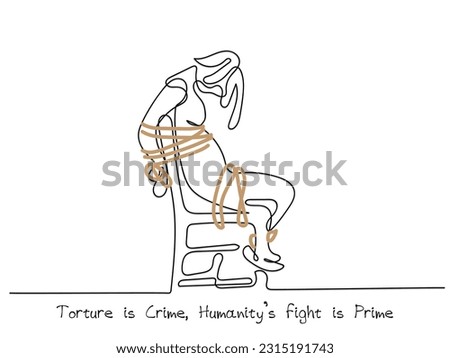 Line art vector portraying torture and abuse. World day to protest against torture and save humanity. 