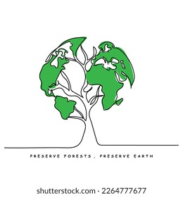 line art vector of preservation of forests and natural ecosystem.