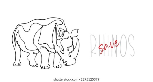 Linienkunstvektor von Rhinosaurus. Rhinos sparen. 