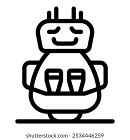 Line art vector of a robot holding two glasses, evoking a feeling of care and service
