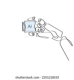Line art vector of Robots. Artificial Intelligence concept. Isolated vector with transparent background.