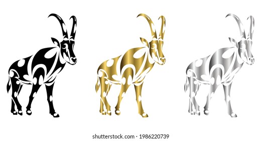 Line Art Vector Of Sable Antelope Is Walking. Suitable For Use As Decoration Or Logo.