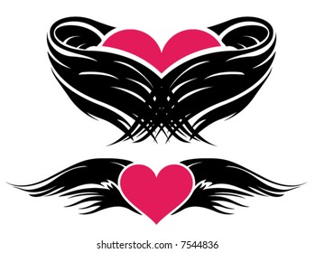 Line Art Vector Series: Winged Hearts