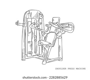 Line art vector of shoulder press machine. Gym Icons sketch