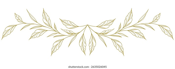 Line art vector sketch of a leaf. Vector eps