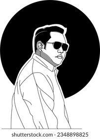 line art vector sketch ndarboy genk an indonesian musician pop dangdut music
