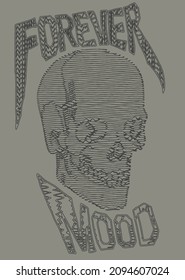LINE ART VECTOR SKULL POSTER FOREVER MOOD